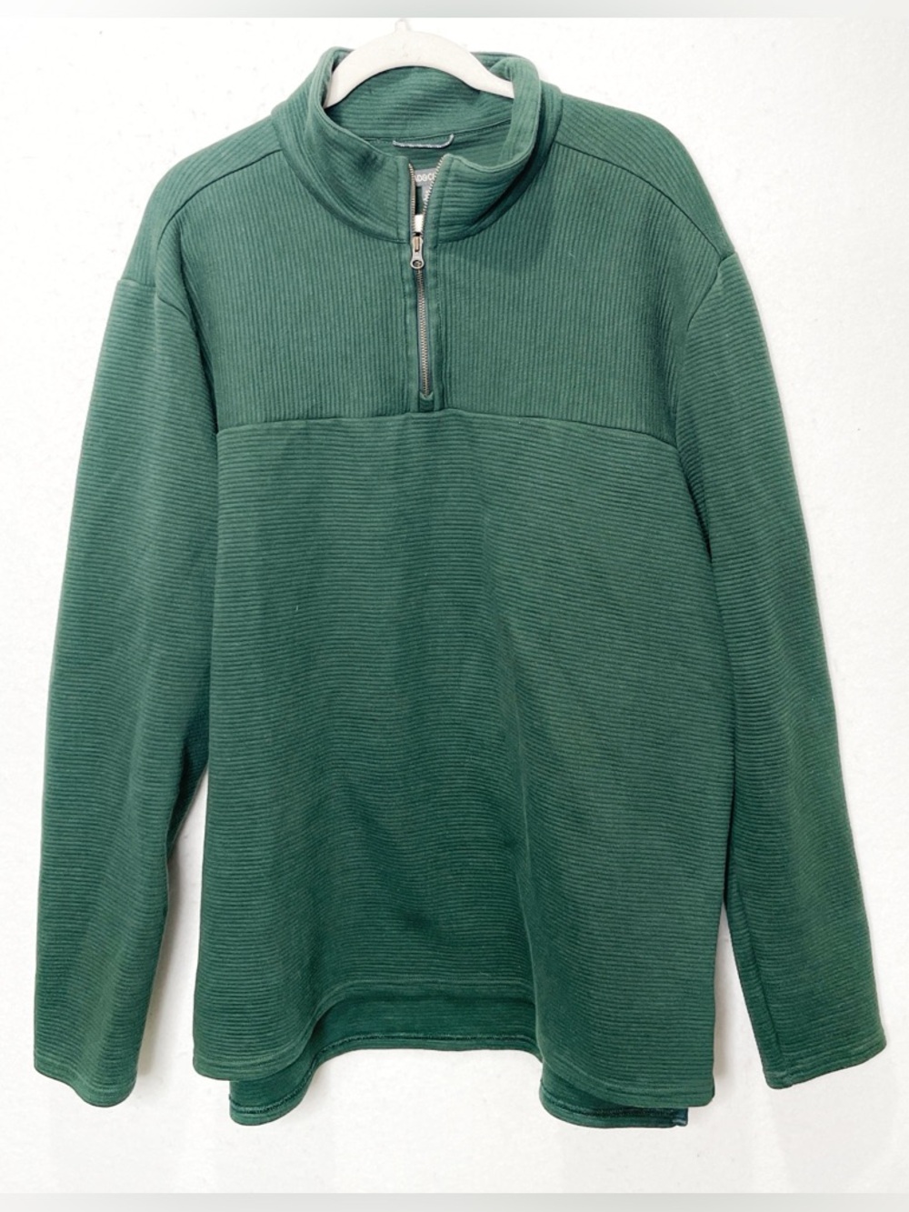 Toad & Co Moonwake 1/4 Zip Pullover Hunter Green Organic Cotton Gorpcore XXL